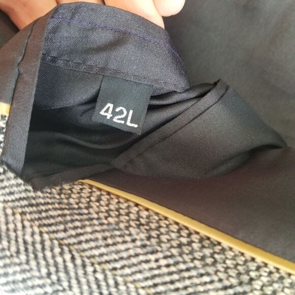 Haggar Mens Wool Silk Sport Tweed Coat 42L Gray Herringbone Blazer Suit Jacket - Picture 9 of 11